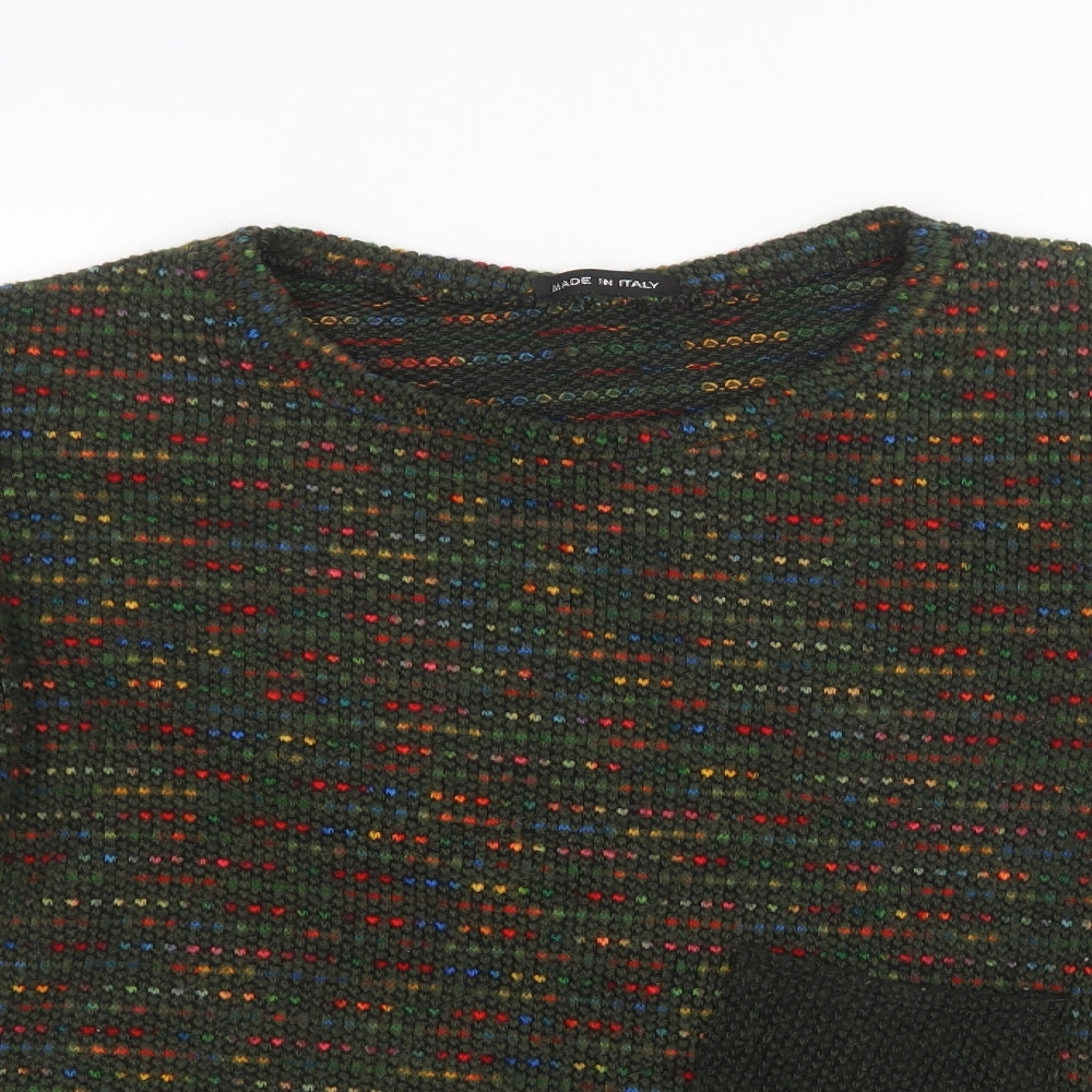 Preworn Mens Green Geometric Knit Pullover Sweatshirt Size S
