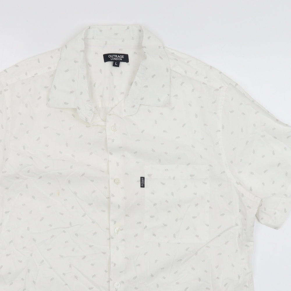 Outrage London Mens White    Button-Up Size L