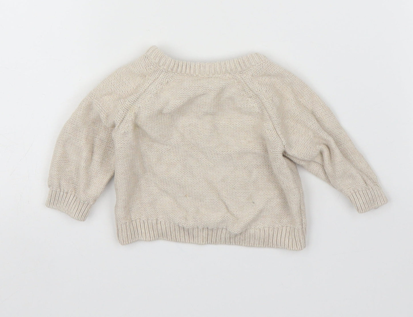 Nutmeg Girls Beige Floral  Pullover Jumper Size 0-3 Months