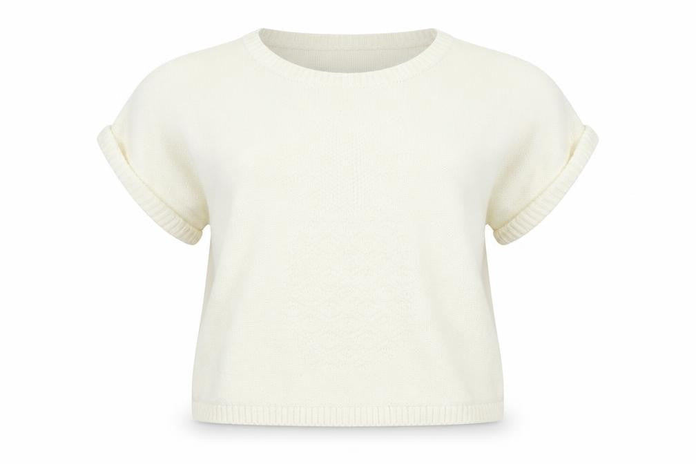 Front view of Miss Selfridge women’s white jumper, size UK 6