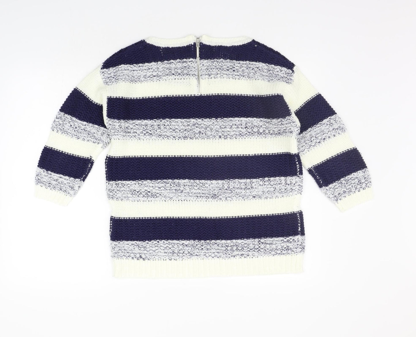 BM Womens Blue Striped  Pullover Jumper Size S