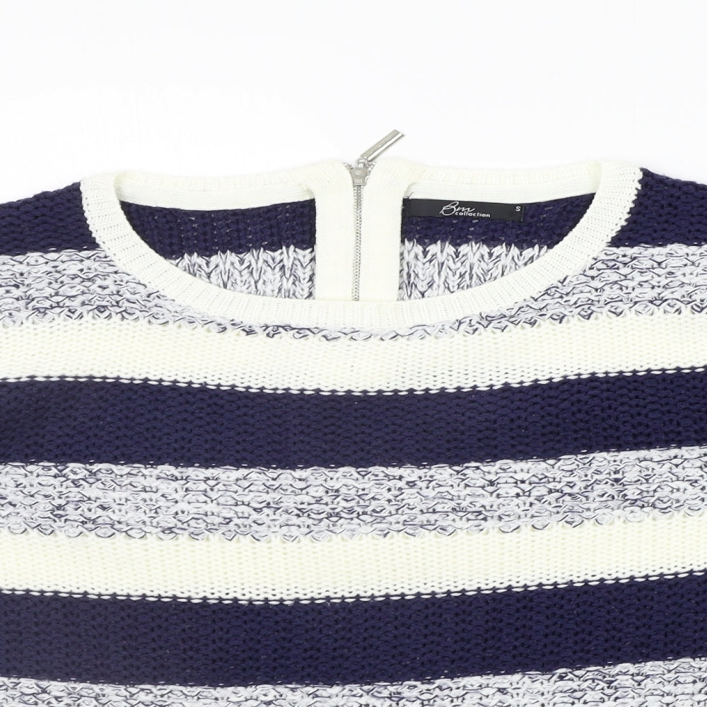 BM Womens Blue Striped  Pullover Jumper Size S