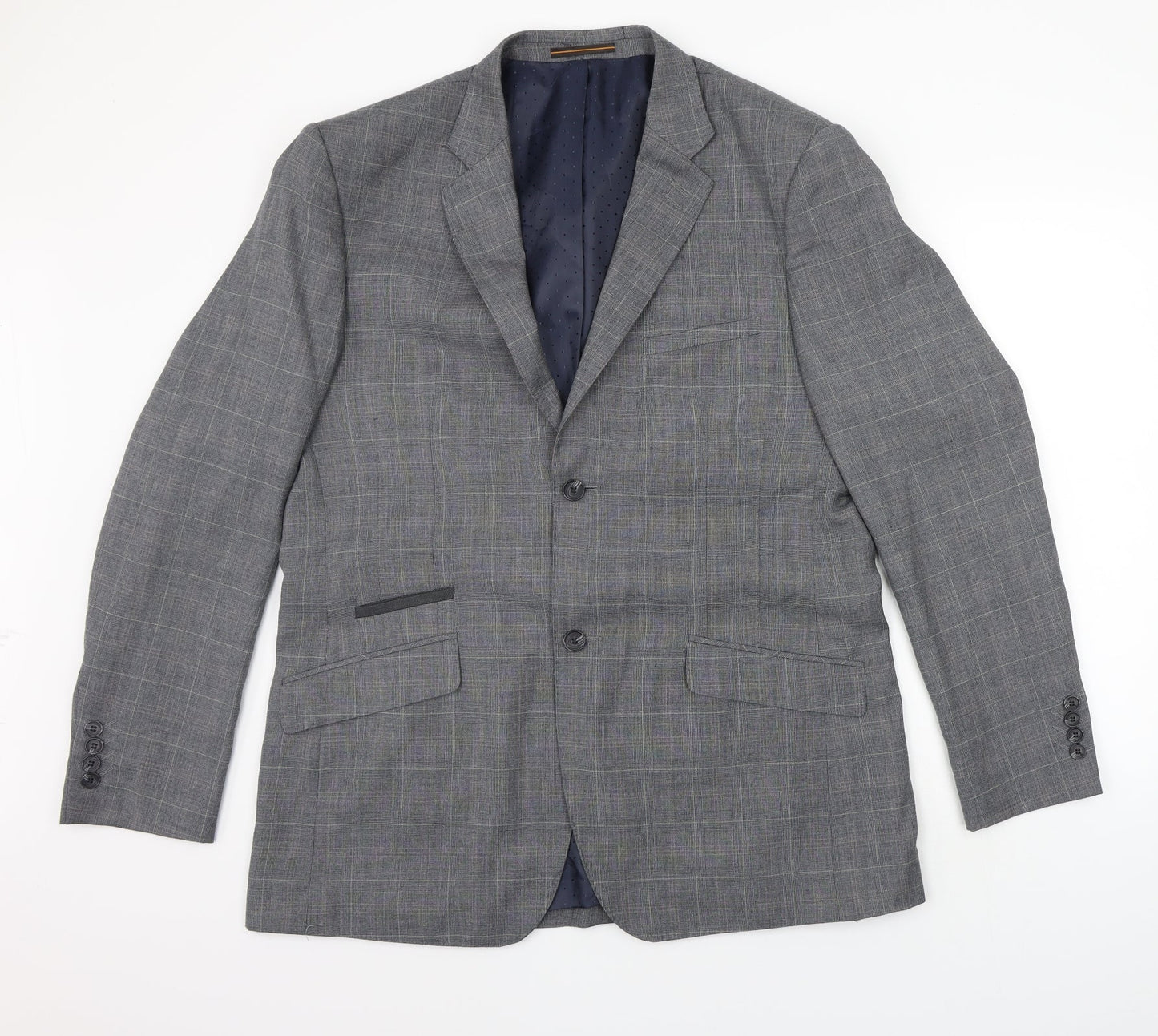 VOEUT Mens Grey Check  Jacket Suit Jacket Size S