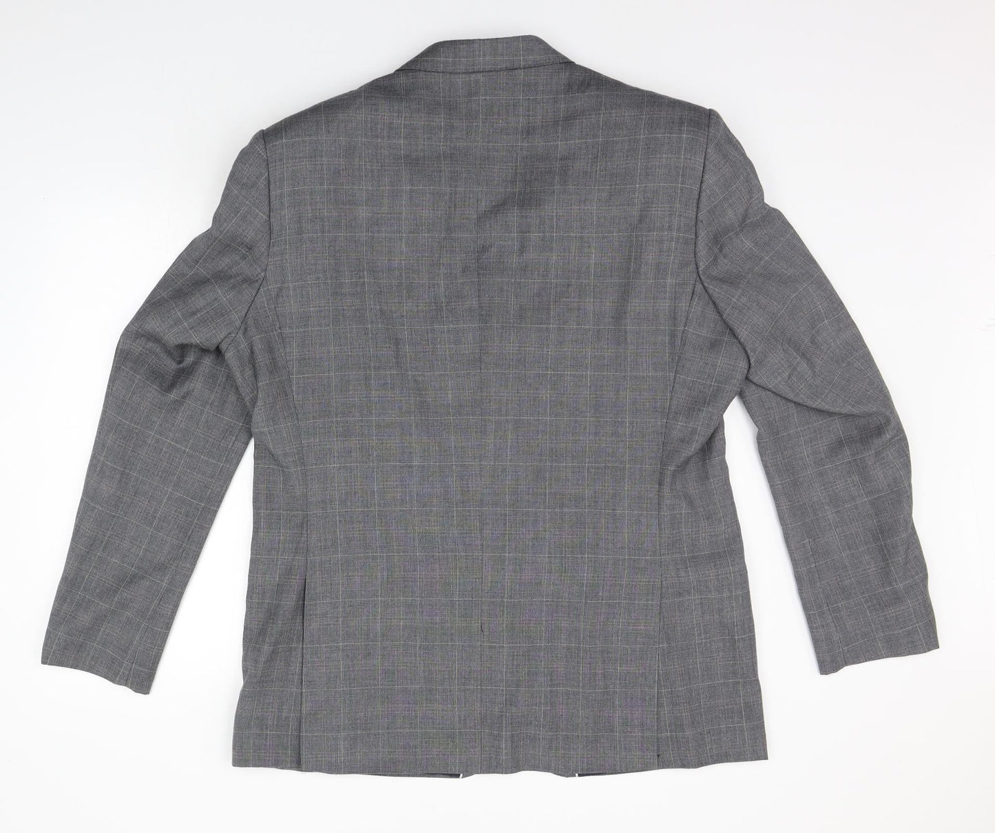 VOEUT Mens Grey Check  Jacket Suit Jacket Size S