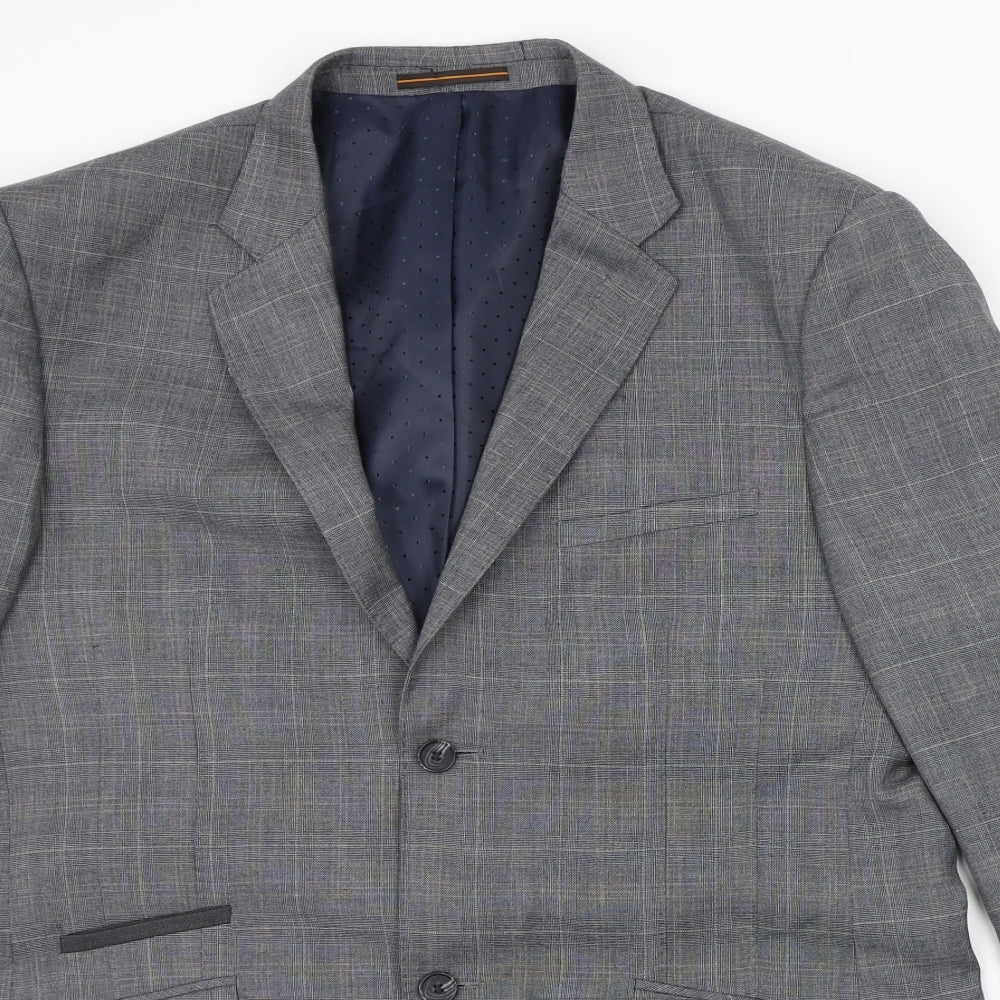VOEUT Mens Grey Check  Jacket Suit Jacket Size S