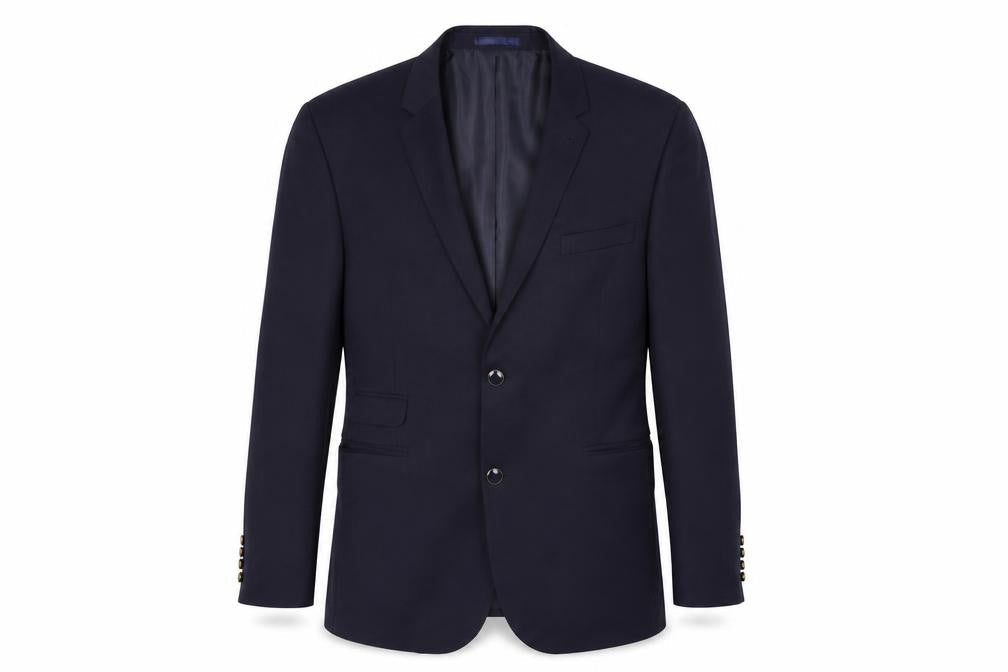 Front view of Taylor & Wright men’s blue jacket suit jacket, size S