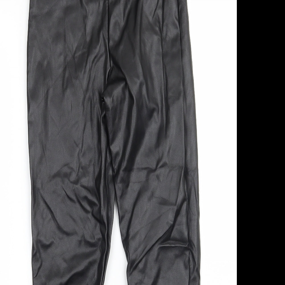 PRETTYLITTLETHING Womens Black  Ramie Capri Leggings Size 6 L27 in
