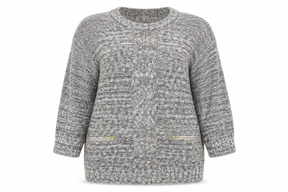 Front view of Soon women’s grey jumper, size UK 18
