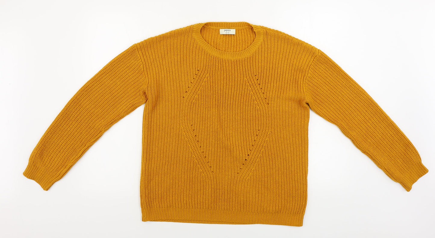 Papaya  Womens Yellow   Pullover Jumper Size M