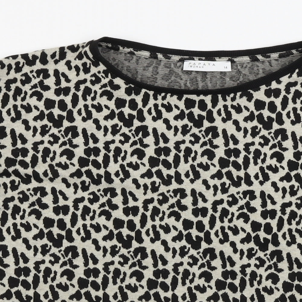 Papaya  Womens Beige Animal Print  Pullover Jumper Size 14