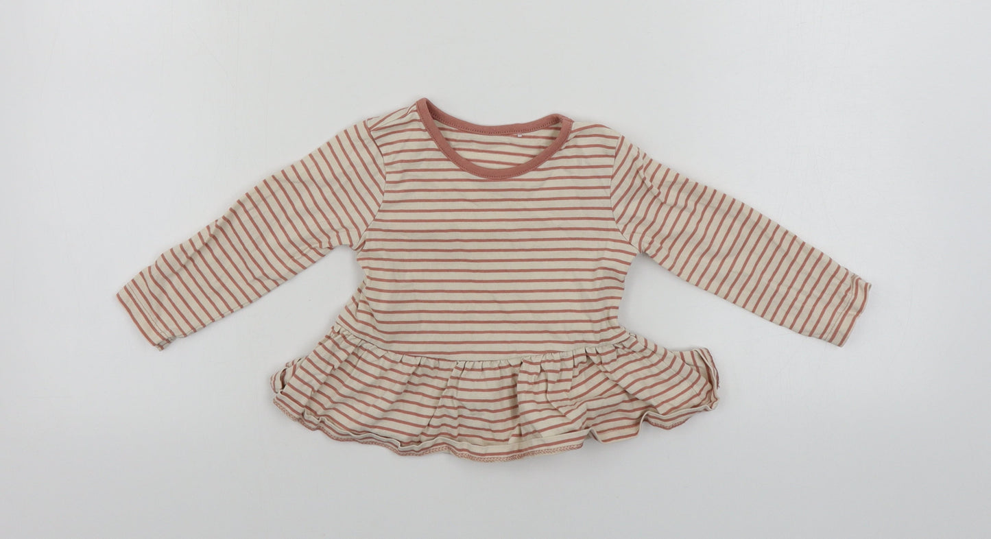George  Girls Pink Striped  Basic T-Shirt Size 2 Years