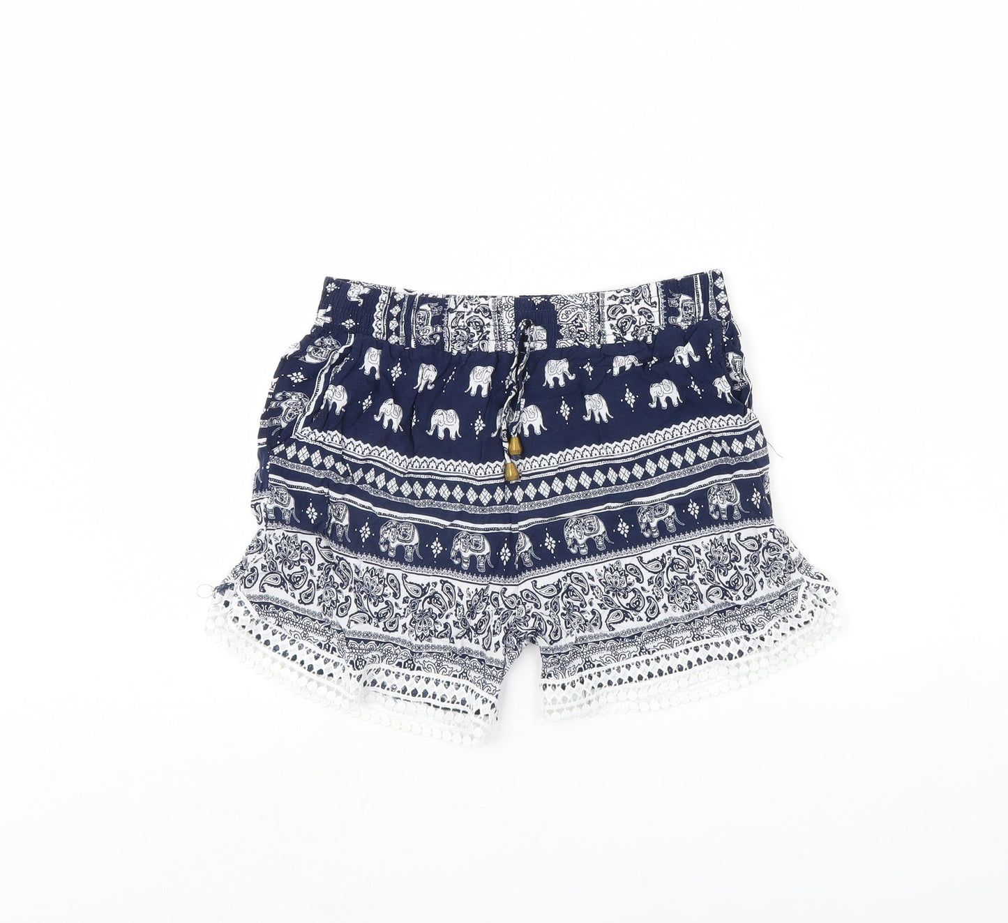 Preworn Womens Blue Animal Print  Culotte Shorts Size M