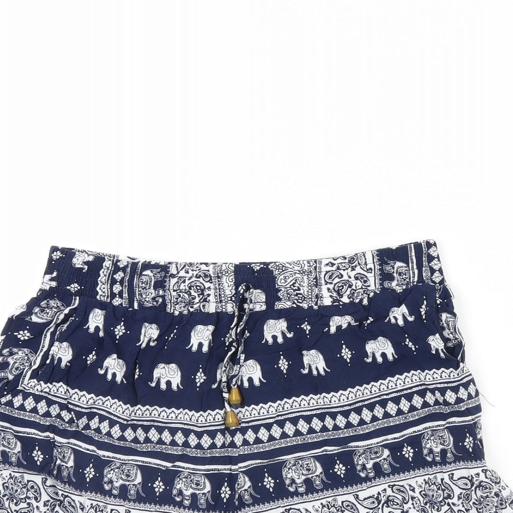Preworn Womens Blue Animal Print  Culotte Shorts Size M