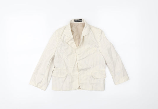 les voiliers Womens White Striped  Jacket Blazer Size 4