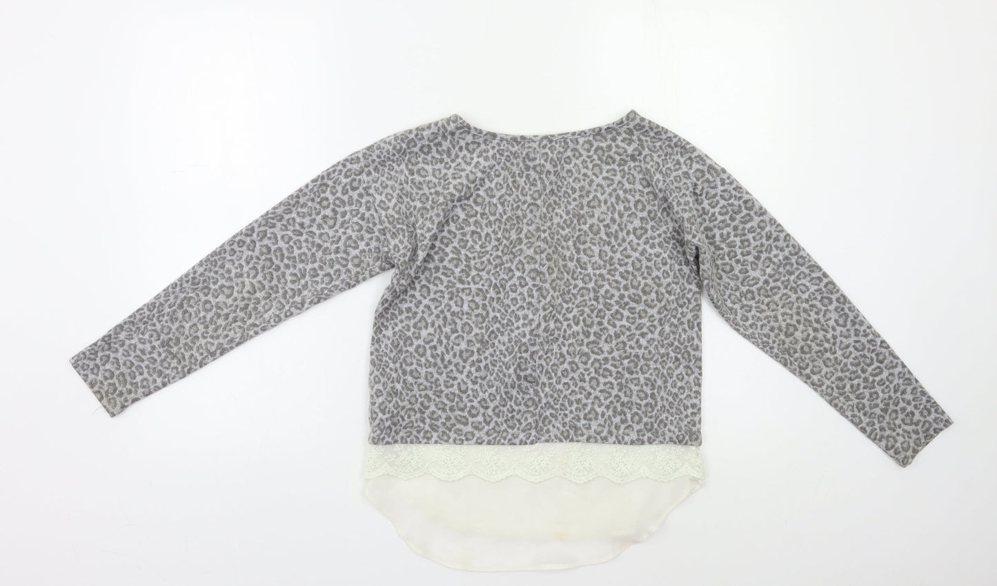 YD Girls Grey Animal Print  Basic T-Shirt Size 10 Years