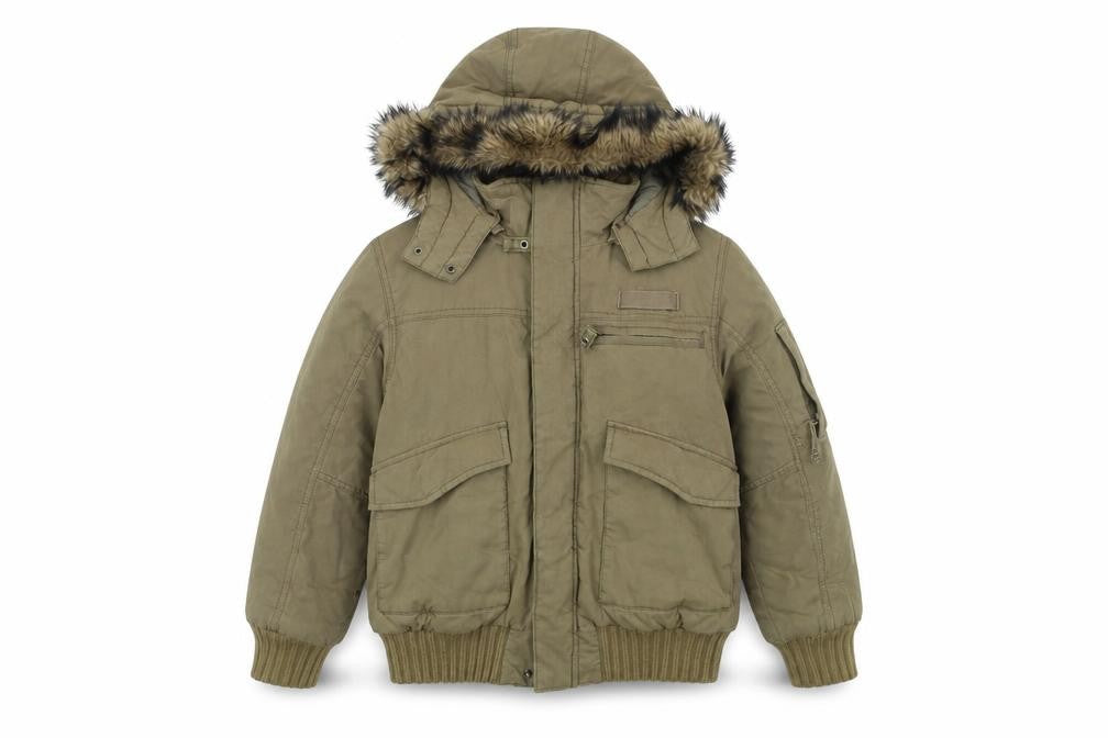Front view of Preworn girls’ beige jacket, size 9-10, years