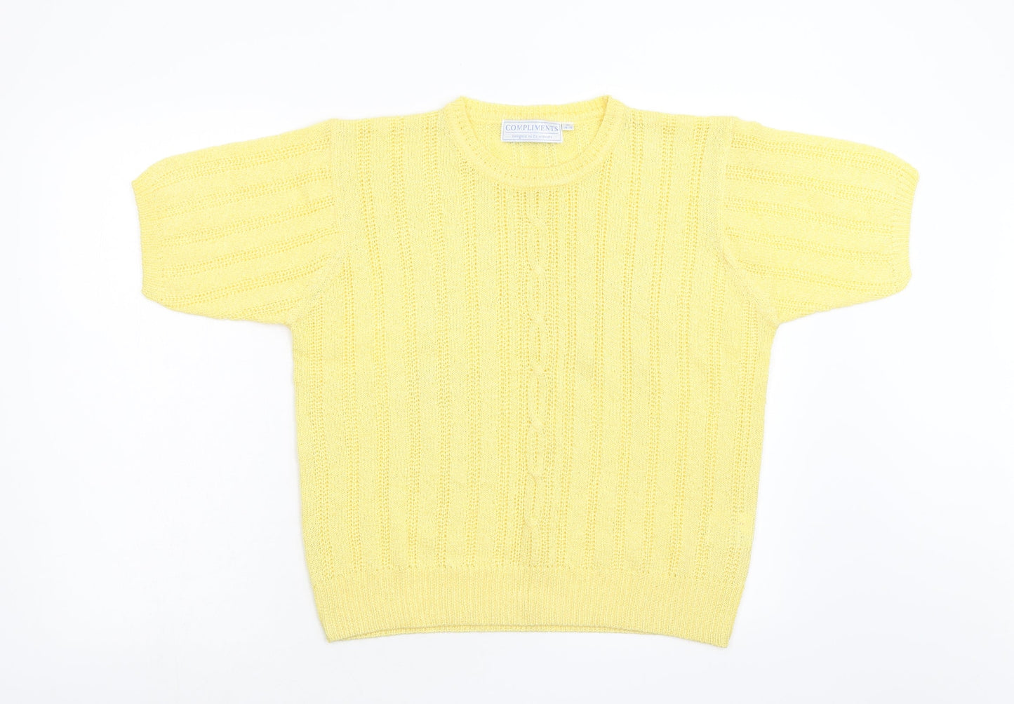 Compliments Womens Yellow  Knit Pullover Jumper Size M