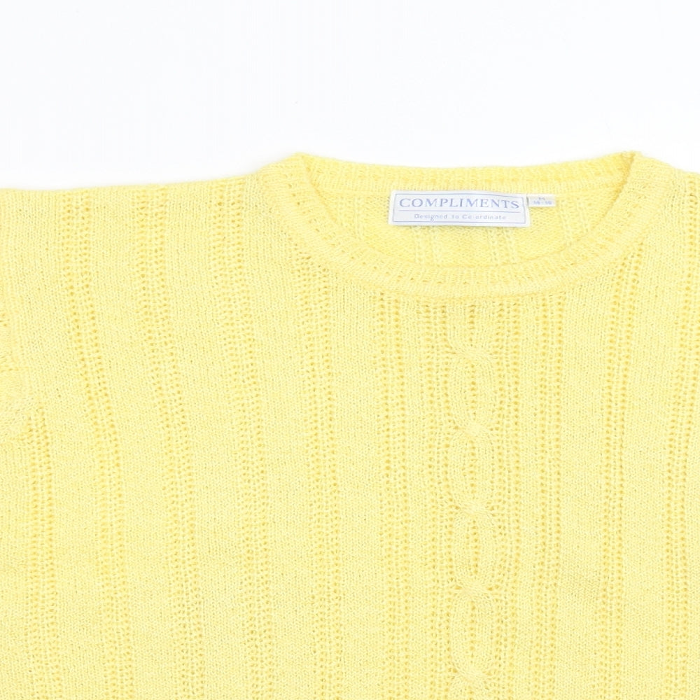 Compliments Womens Yellow  Knit Pullover Jumper Size M