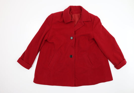 Kirsten Womens Red   Overcoat Coat Size 16