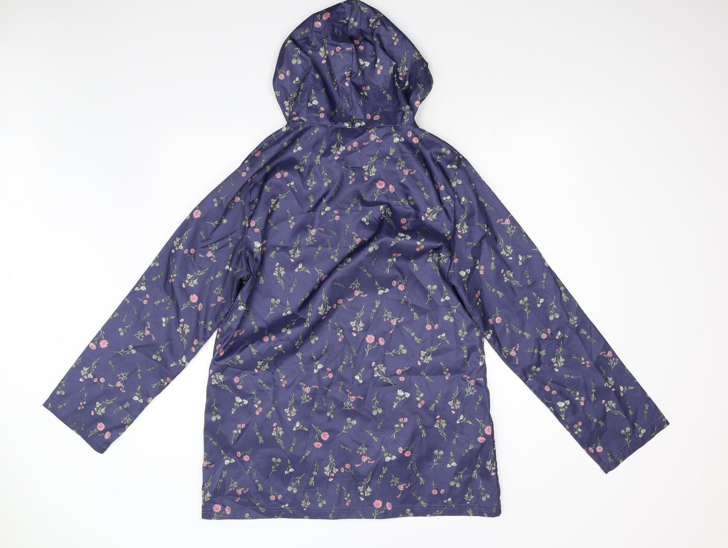 Anne De Lancay Womens Blue Floral  Anorak Jacket Size S