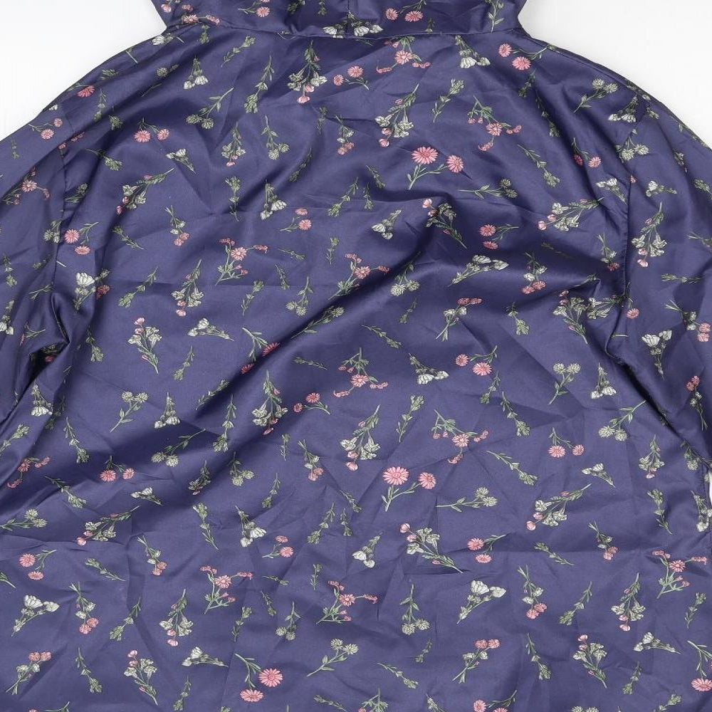 Anne De Lancay Womens Blue Floral  Anorak Jacket Size S