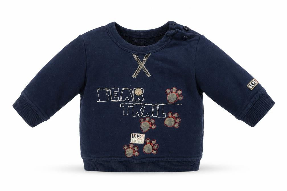 Front view of Mini Mode Baby Blue jumper, size 3-6, Months - Bear Trail