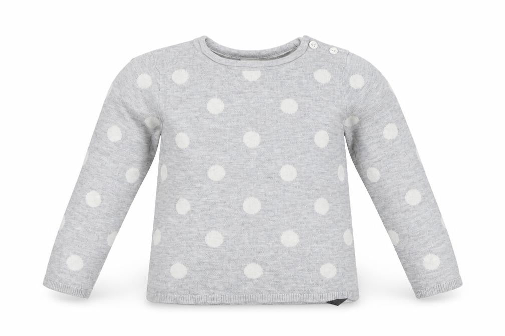 Front view of H&M Baby Grey Polka Dot jumper, size 24, Months