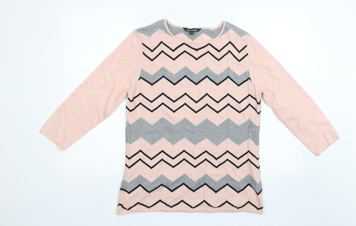 Bonmarché Womens Pink Striped  Pullover Jumper Size 12