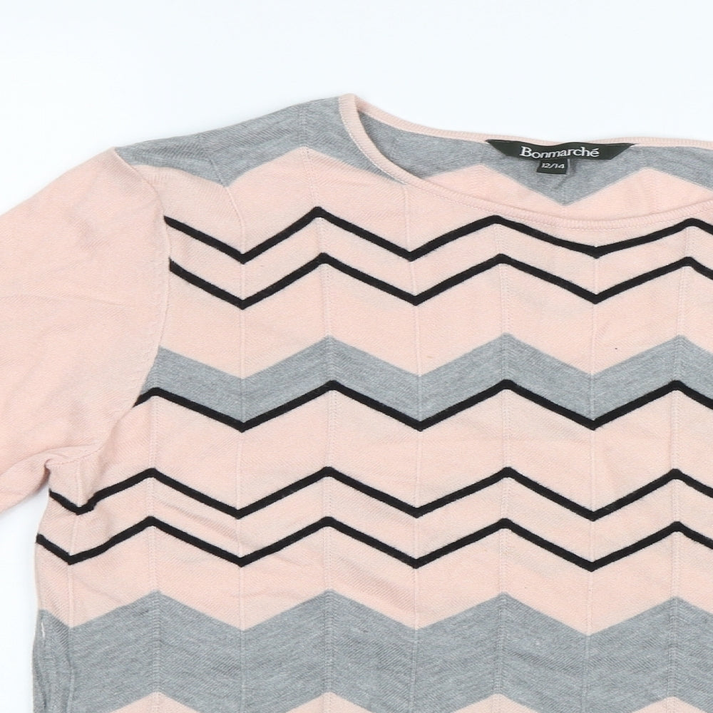 Bonmarché Womens Pink Striped  Pullover Jumper Size 12