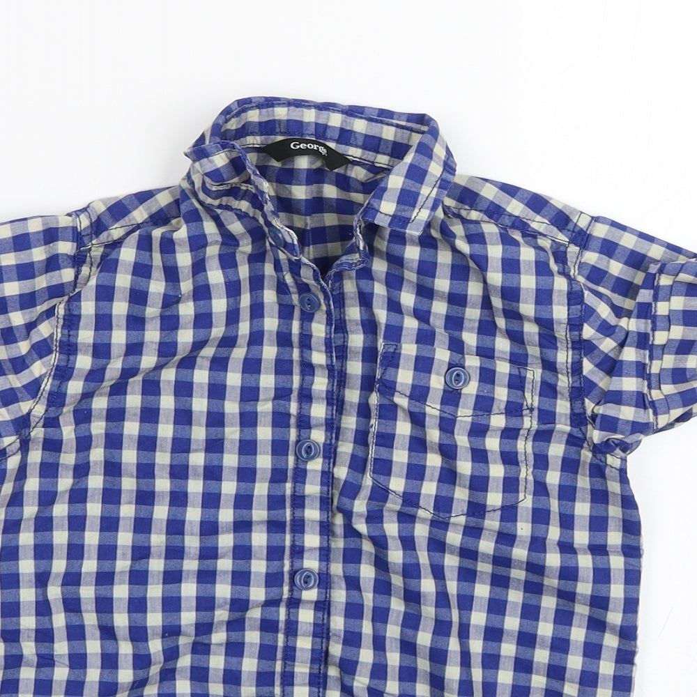 George Boys Blue Plaid  Basic Button-Up Size 6-7 Years