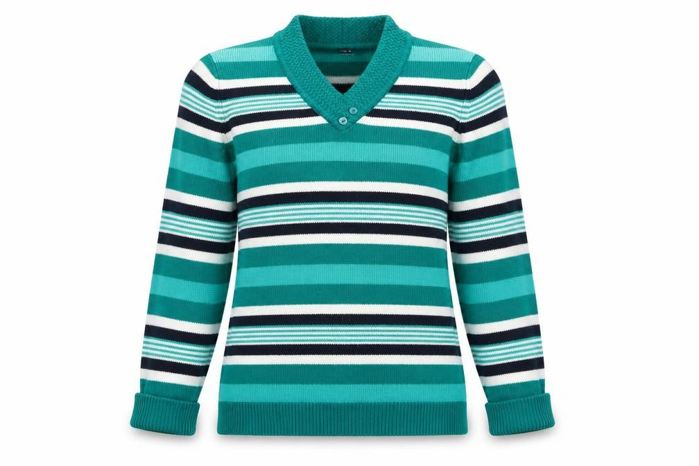 ISLE Essentials Womens Green Striped  Pullover Jumper Size S