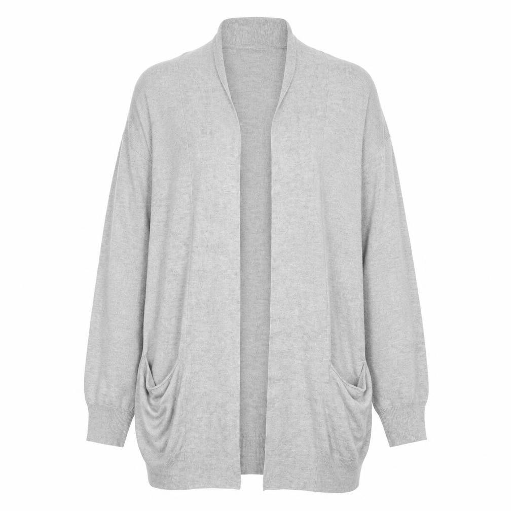 Front view of Atmosphere women’s grey cardigan jumper, size UK 10