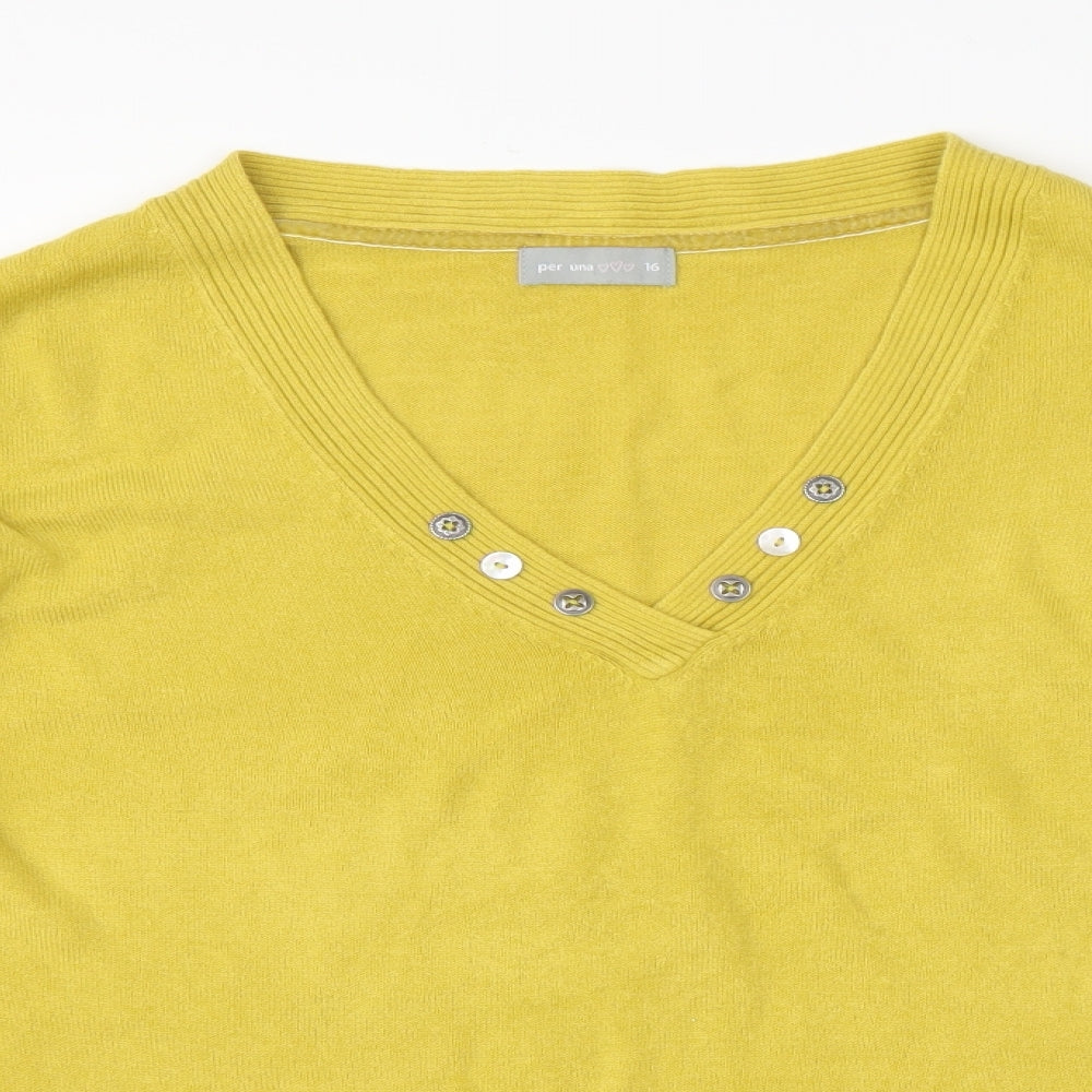 M&S Womens Yellow   Pullover Jumper Size 16