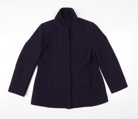Preworn Womens Purple Argyle/Diamond  Overcoat Coat Size 14