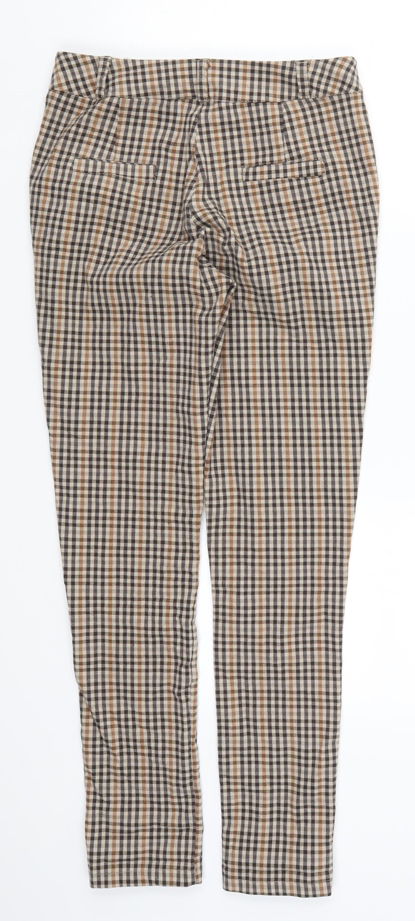 Preworn Womens Beige Check  Trousers  Size 28 in L27 in
