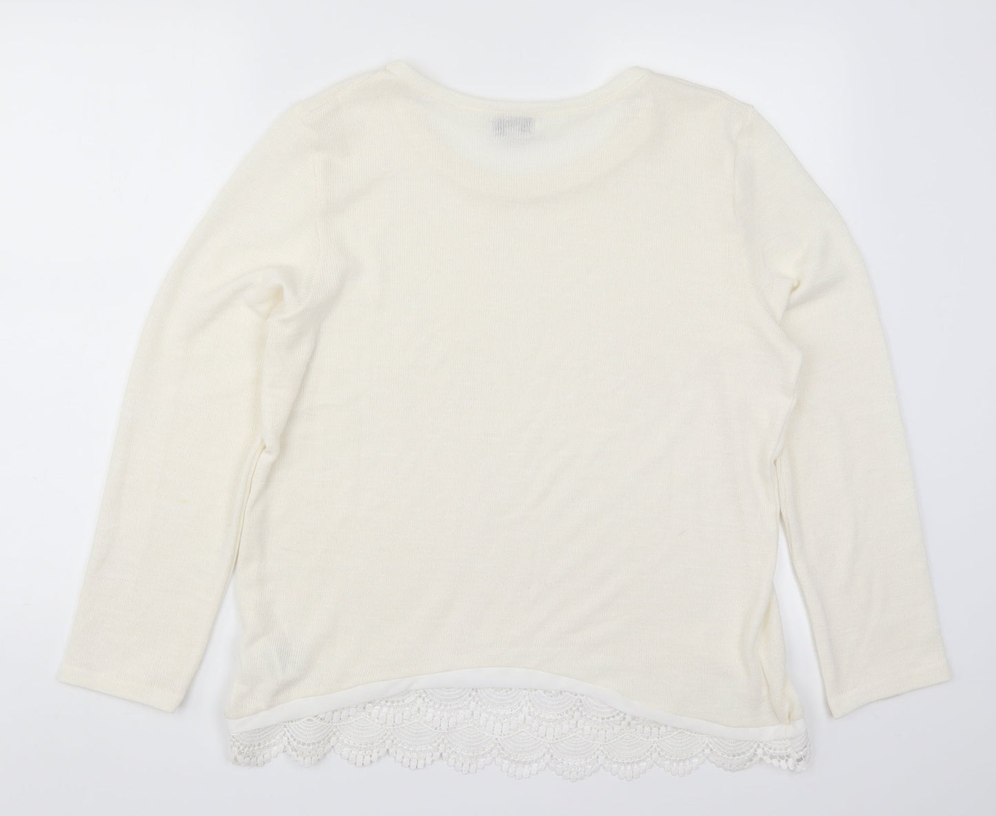 Paramour Womens Ivory  Rayon Pullover Jumper Size L