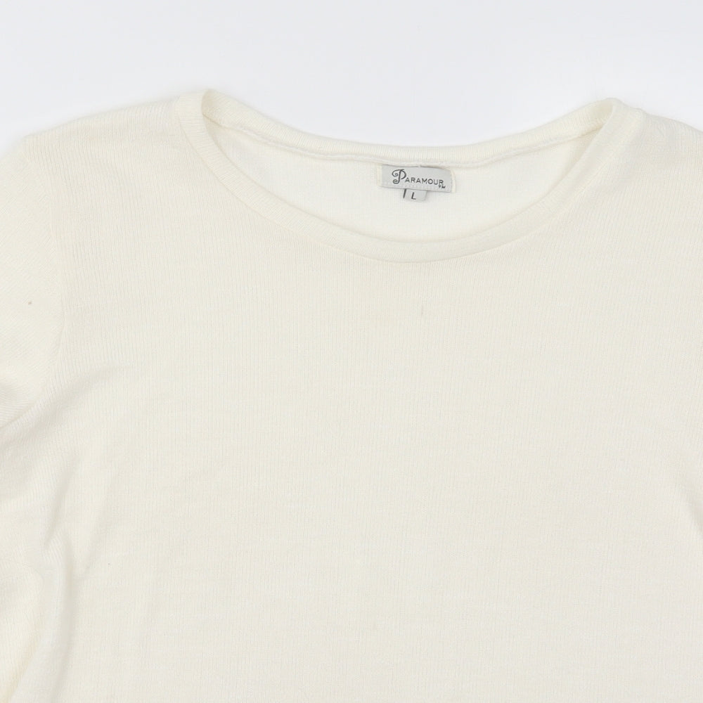Paramour Womens Ivory  Rayon Pullover Jumper Size L