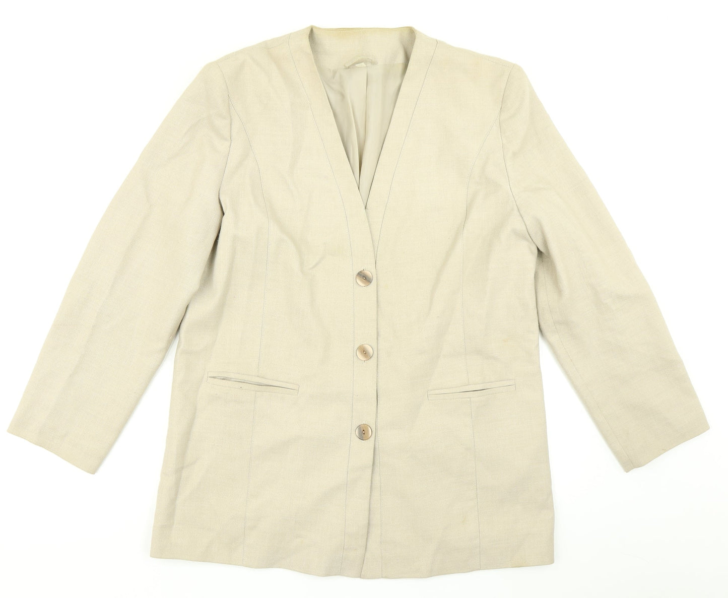 First Avenue Womens Beige   Jacket Blazer Size 14