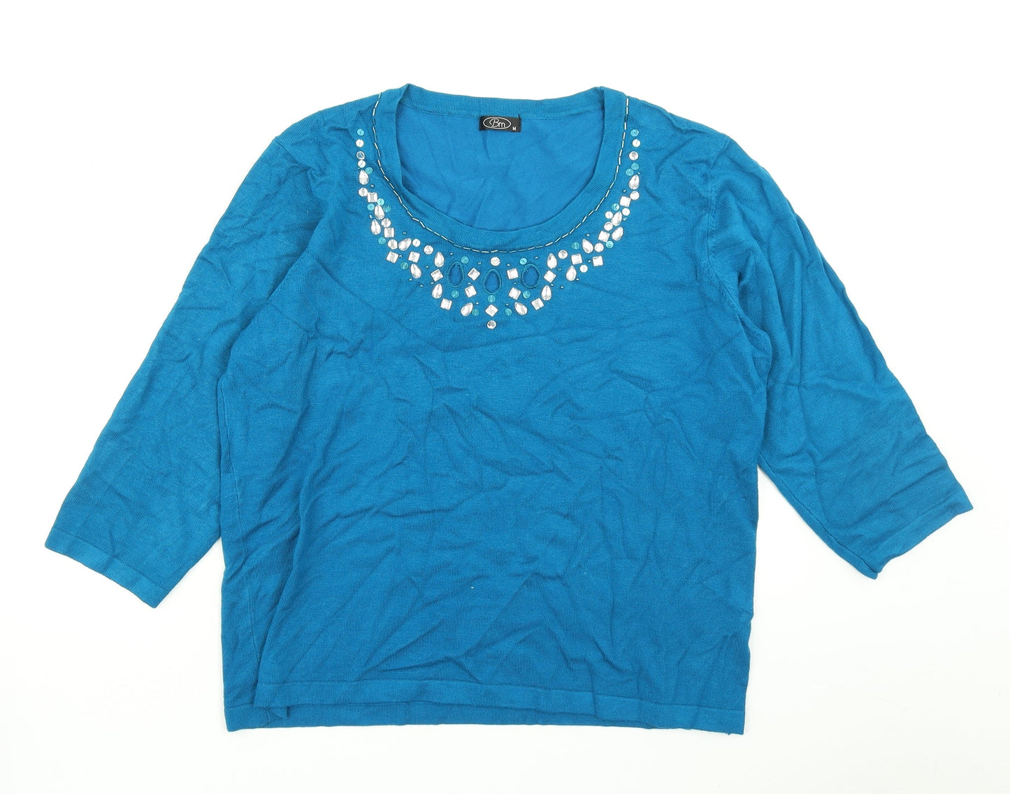 BM Womens Blue  Knit Pullover Jumper Size M