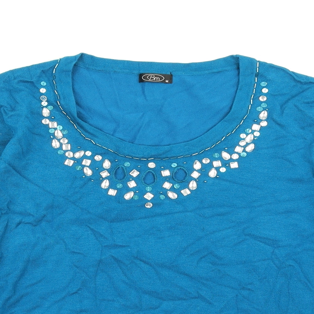 BM Womens Blue  Knit Pullover Jumper Size M