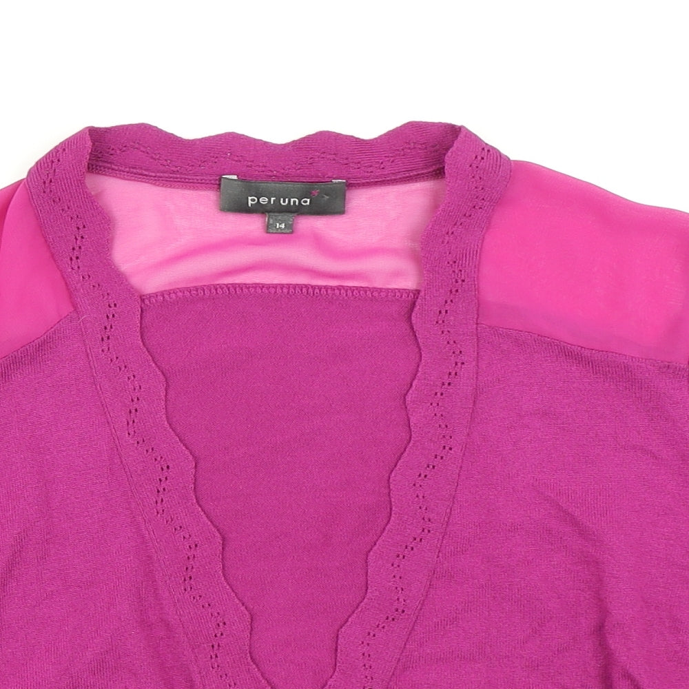 Per Una Womens Pink  Knit Cardigan Jumper Size 14