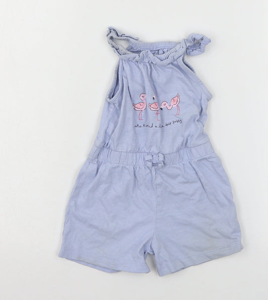 George Girls Blue  Jersey Jumpsuit Outfit/Set Size 12-18 Months  - Flamingo