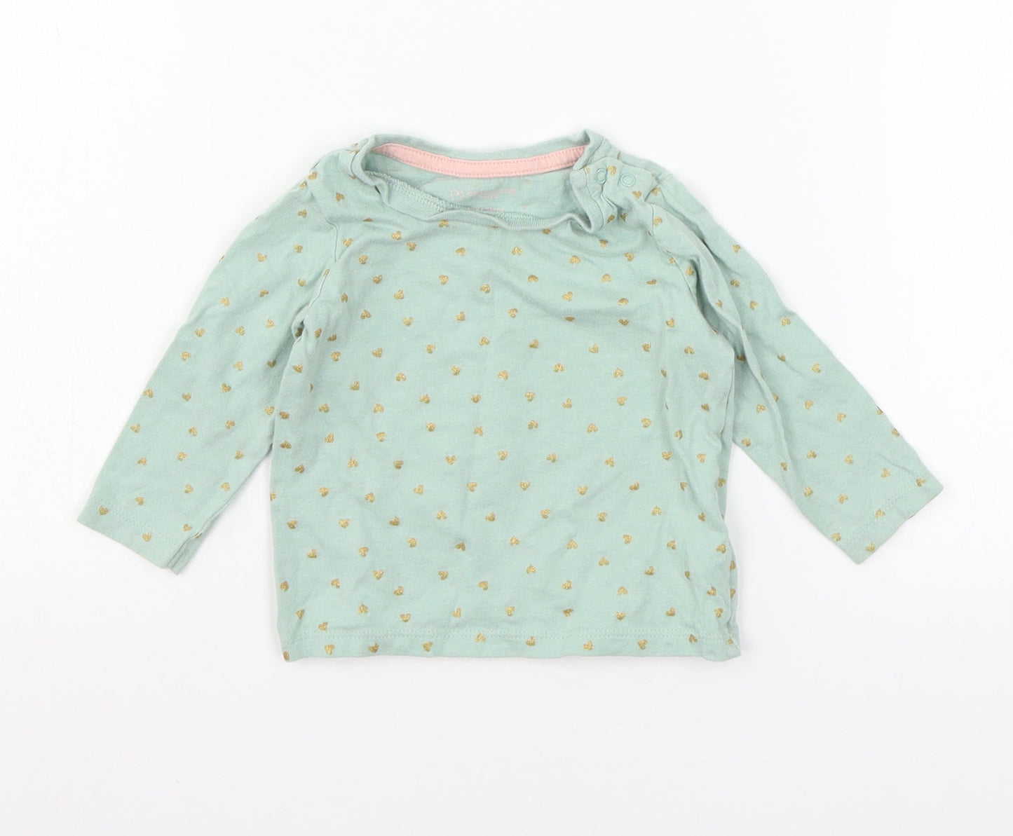 Primakr Girls Green Polka Dot Jersey Basic T-Shirt Size 6-9 Months