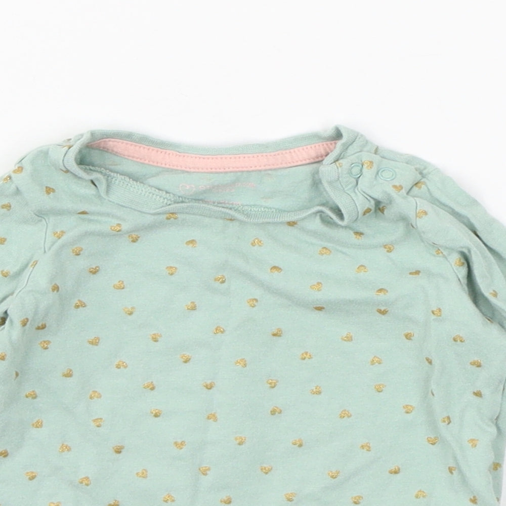 Primakr Girls Green Polka Dot Jersey Basic T-Shirt Size 6-9 Months