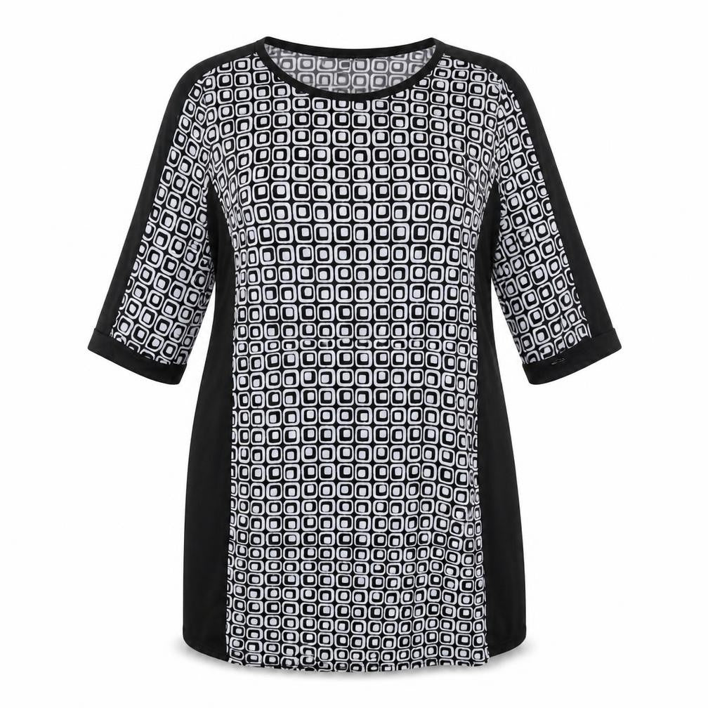 Mlle Gabrielle Womens Black Geometric Jersey A-Line  Size XL