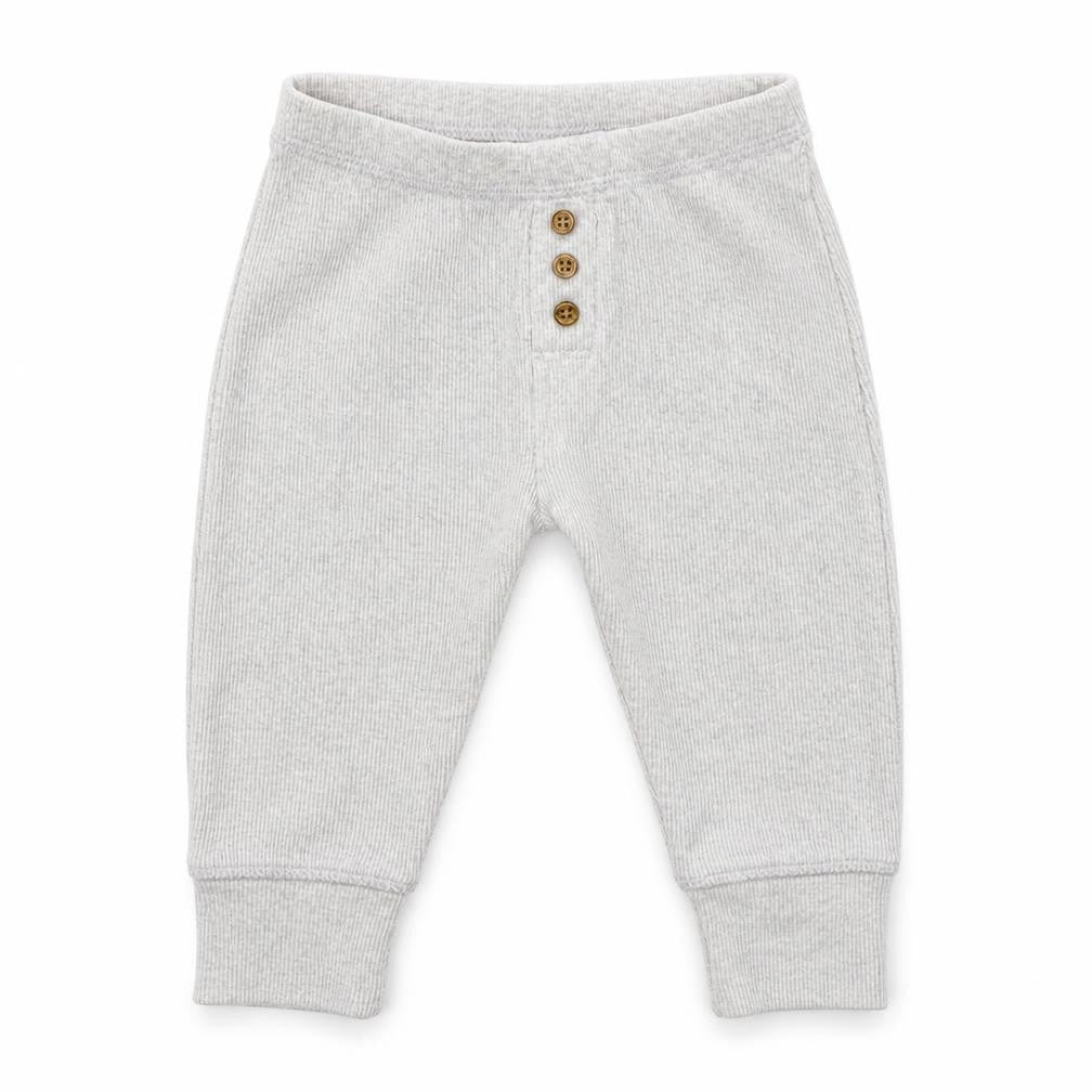 Front view of Marks & Spencer girls’ grey jersey jogger trousers, size 6-9, months