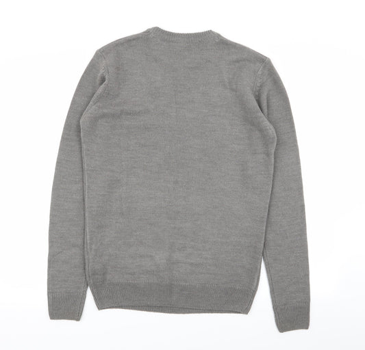 new look men Mens Grey   Pullover Jumper Size S  - christmas jumper
