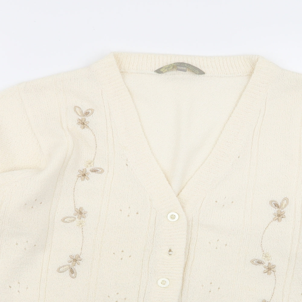 Akal Collection Womens Beige Floral  Cardigan Jumper Size S  - size s/m