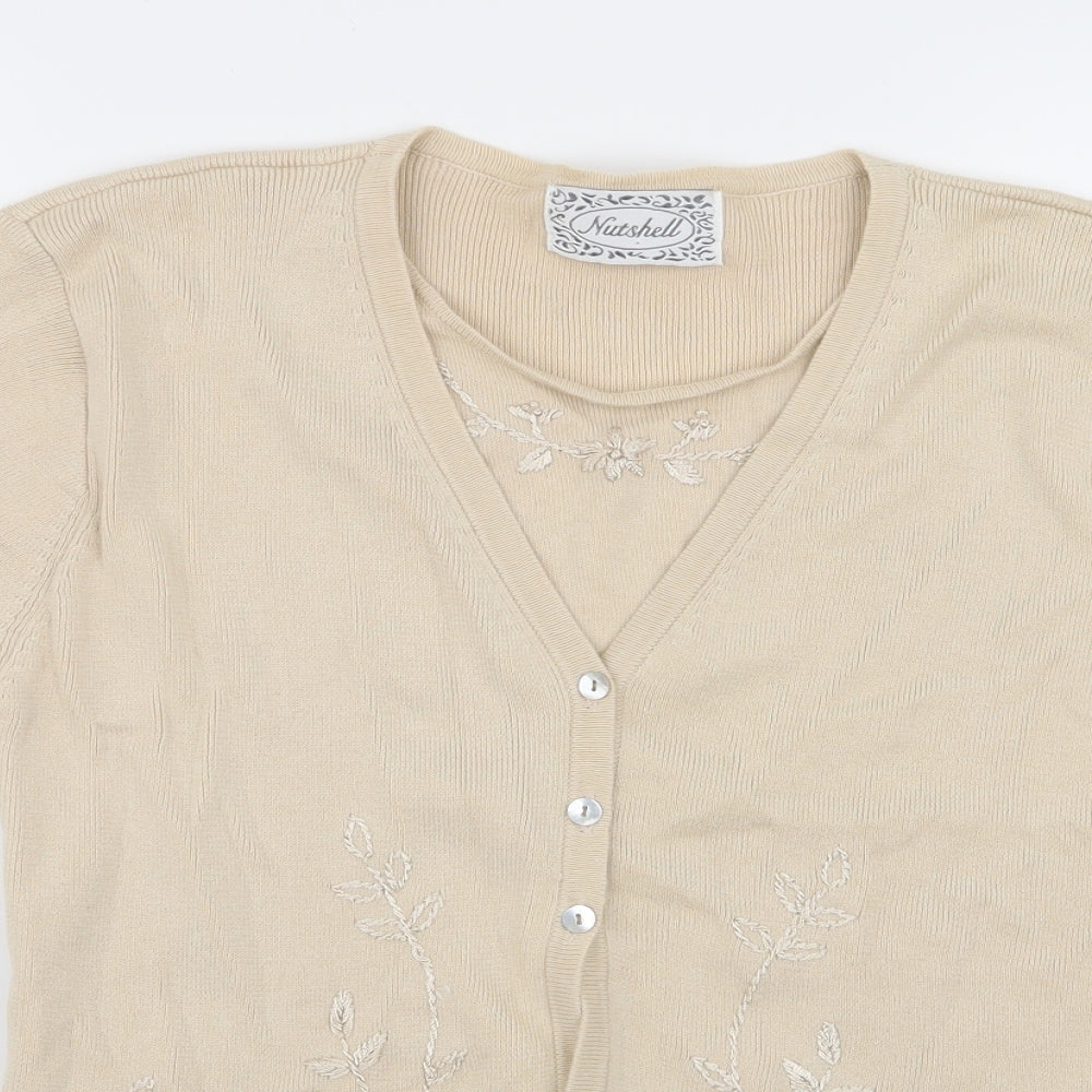 nutshell Womens Beige Floral  Cardigan Jumper Size S  - top/cardigan