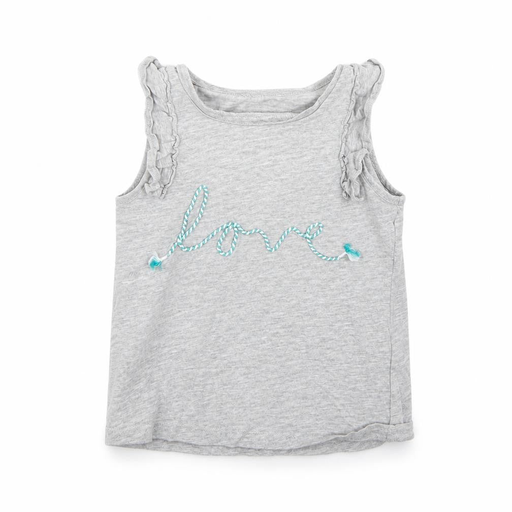 M&S Girls Grey   Basic Tank Size 3-4 Years  - Love